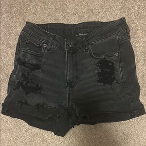 American Eagle Outfitters Black Ripped Jean Shorts